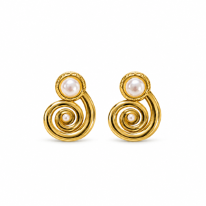 gold spiral pearl earrings (1)