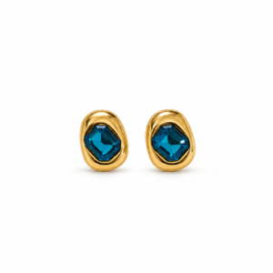 gold and teal gemstone stud earrings