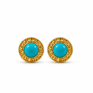 ornate gold and turquoise stud earrings