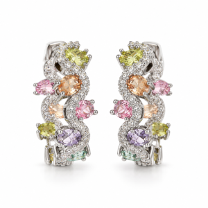 pastel gemstone twisted hoop earrings