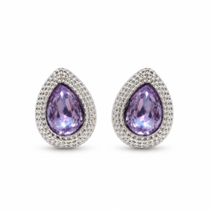 silver teardrop amethyst stud earrings